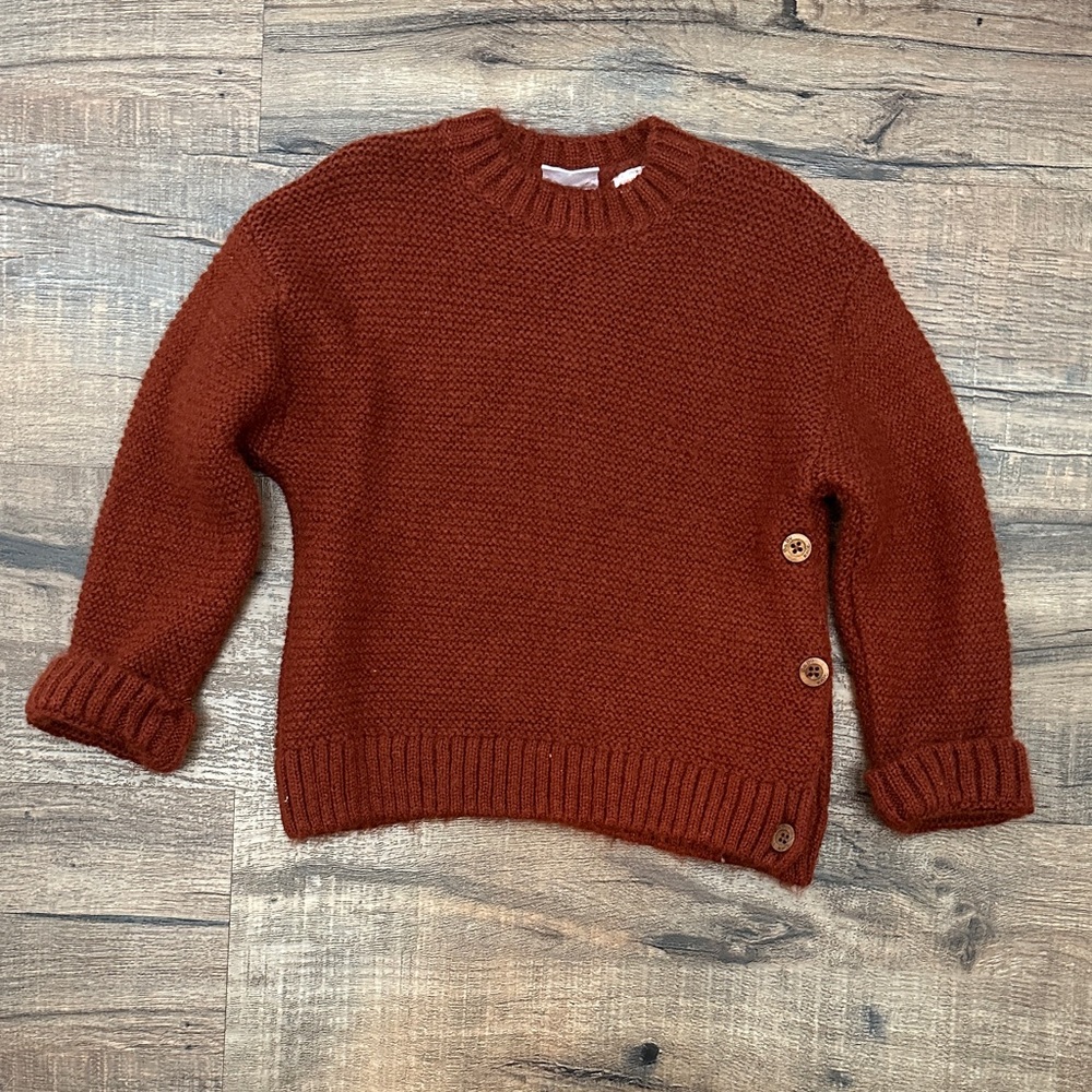 Zara Women's Brick Red Sweater with Side Buttons